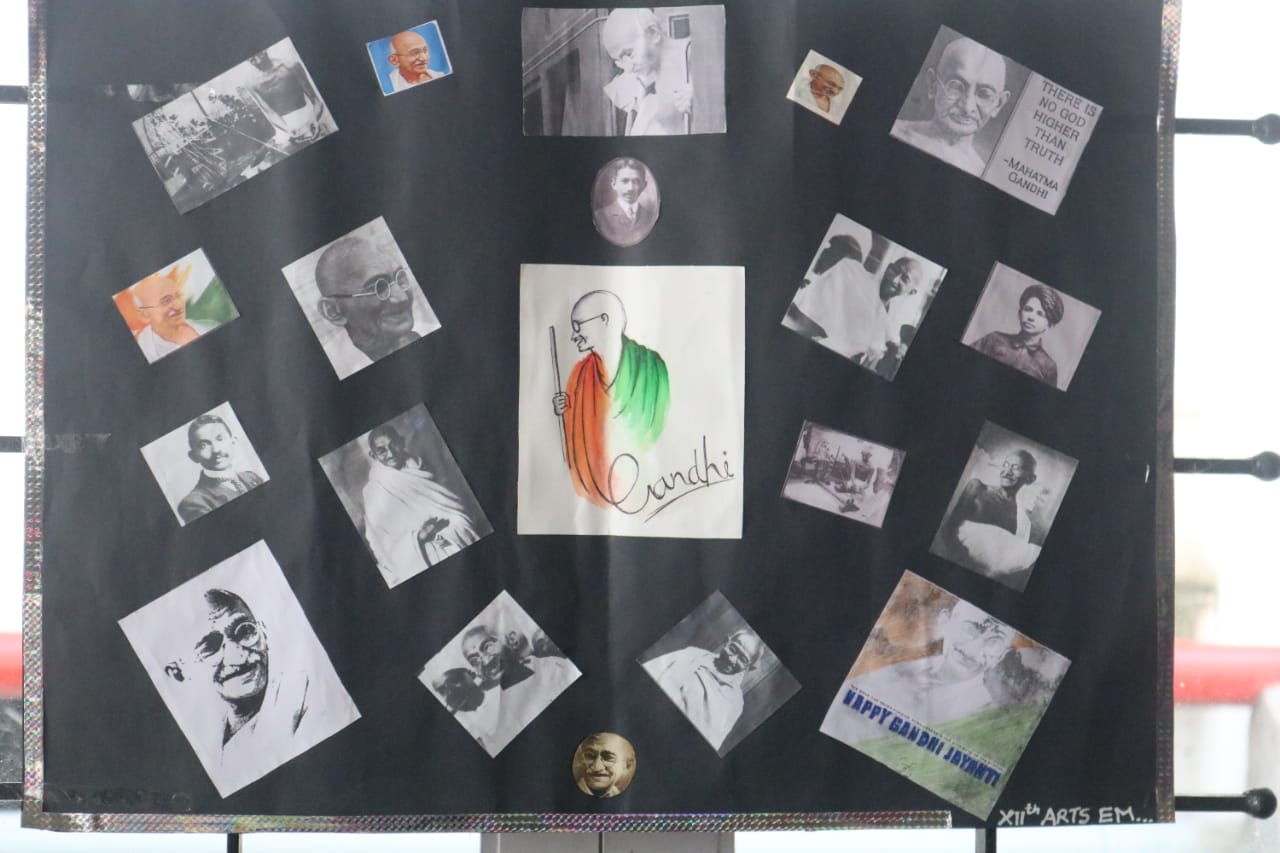 Dept of Politics students  - Poster making and display on the occassion of 150th Birth Anniversary of Gandhiji