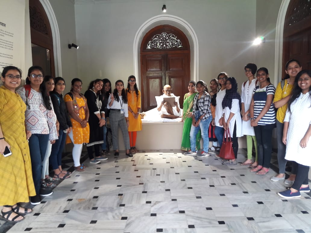 Dept of Politics students with their teacher Mrs. Anita D Cunha at the Gandhi Memorial Society on the occassion of 150 th Birth Anniversary of Gandhiji