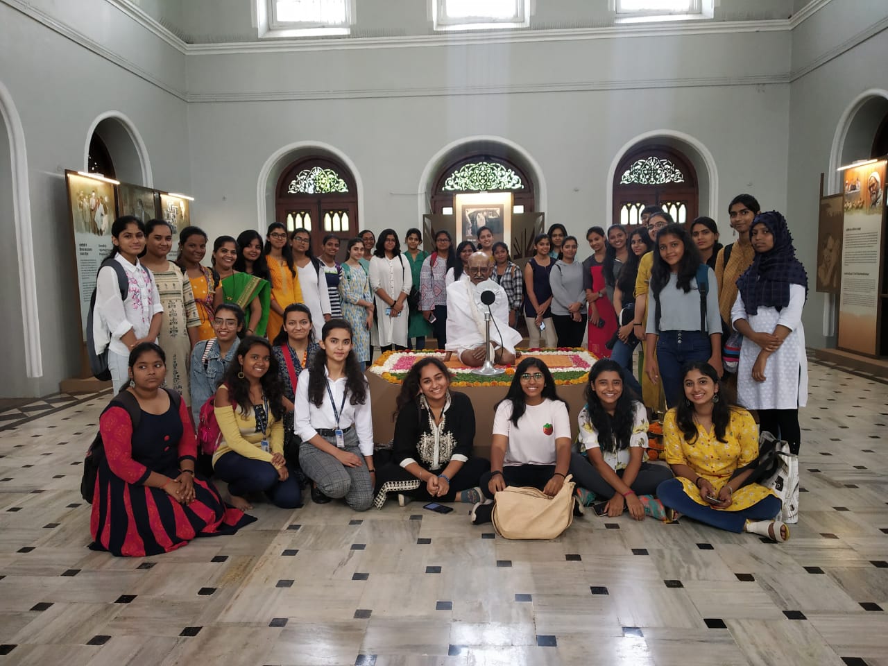 Dept of Politics students with their teacher Mrs. Anita D Cunha at the Gandhi Memorial Society on the occassion of 150th Birth Anniversary of Gandhiji