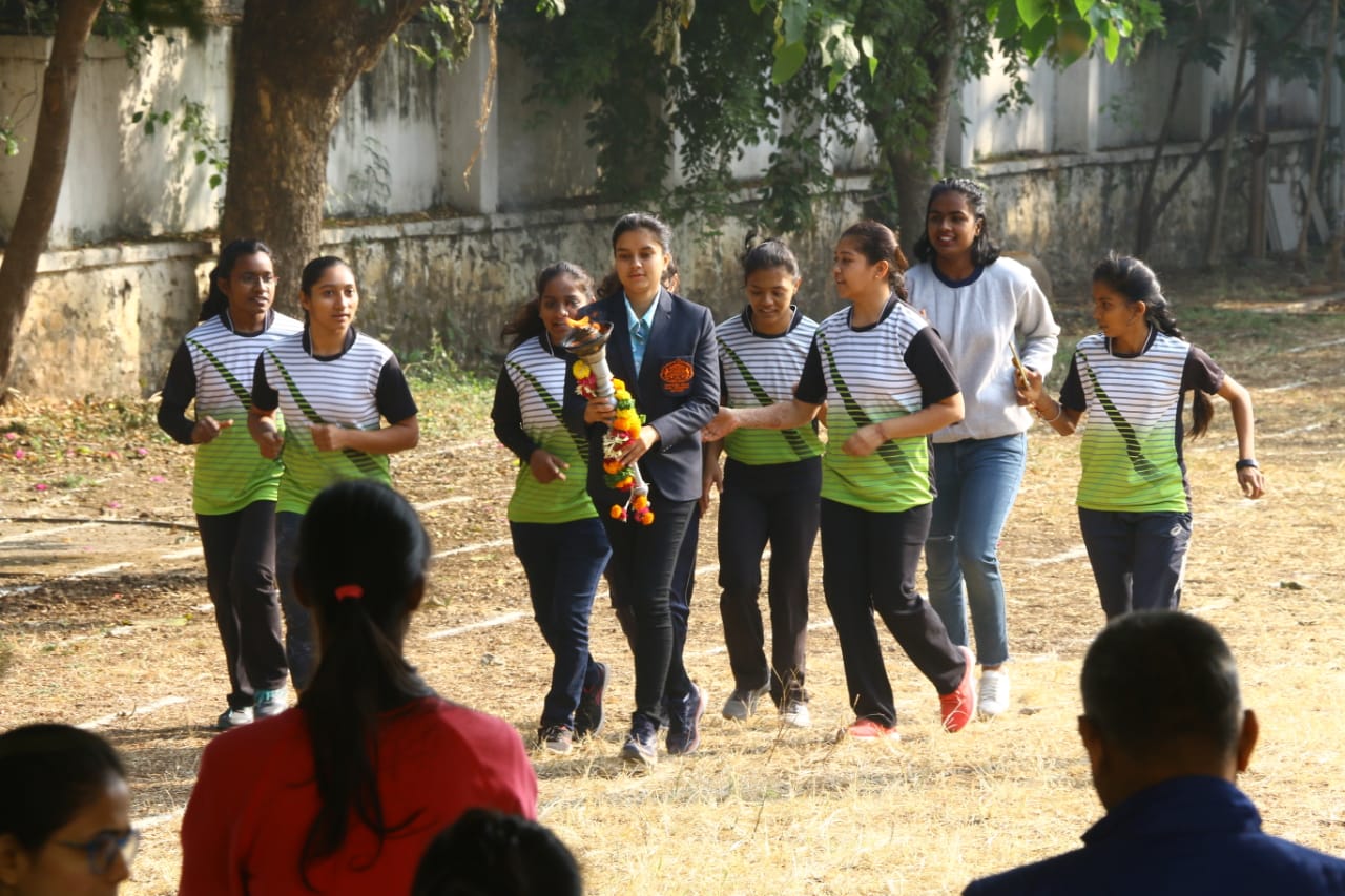 ANNUAL SPORTS DAY 2019-20 INAUGRATION CEREMONY EXCHANGING OF TORCH BY ALL THE SPORTS GIRLS