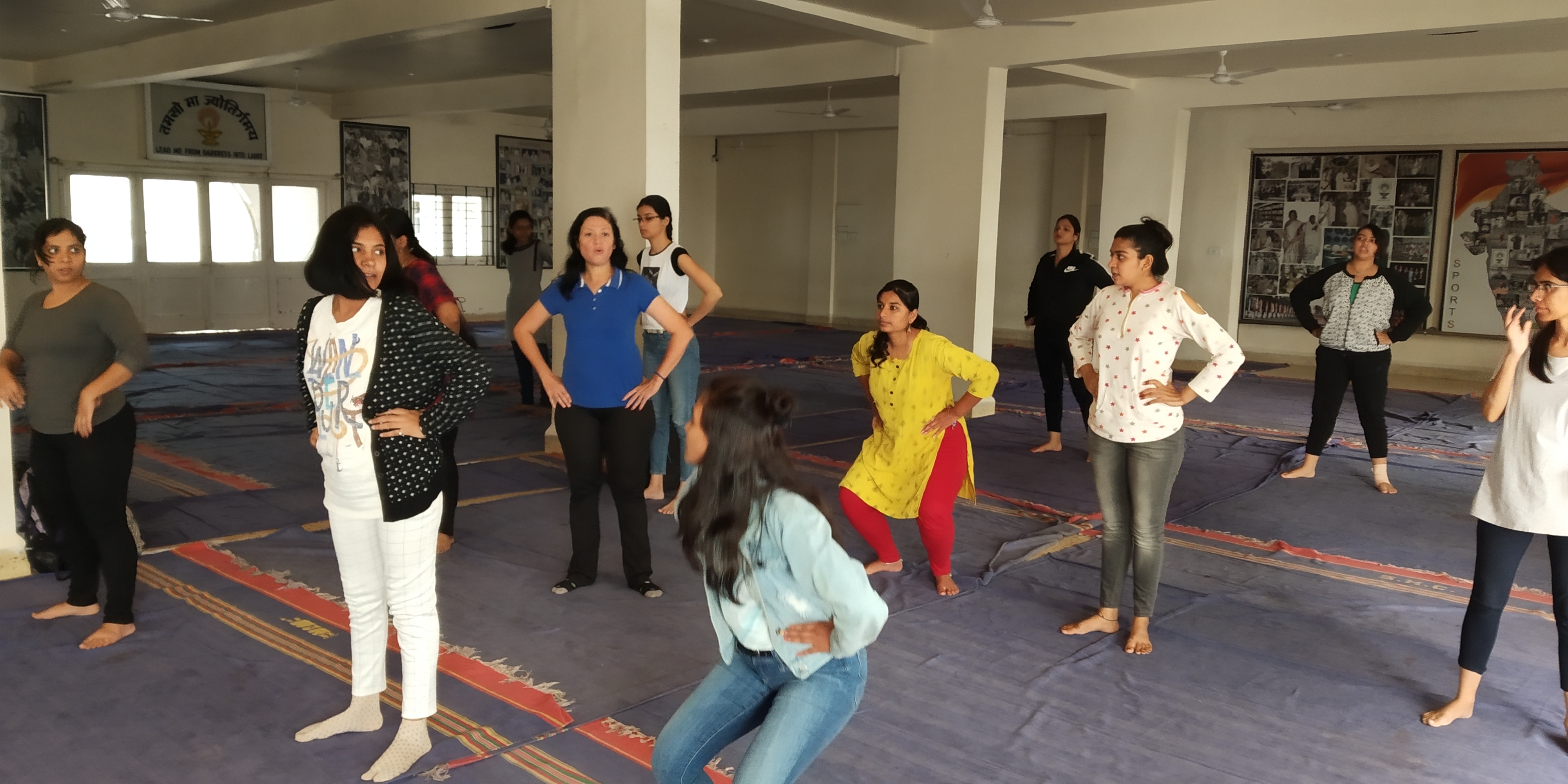 Rupal Gesota conducting yoga session to MA students