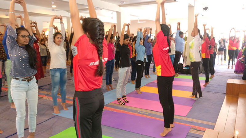 Students while performing Tadasana