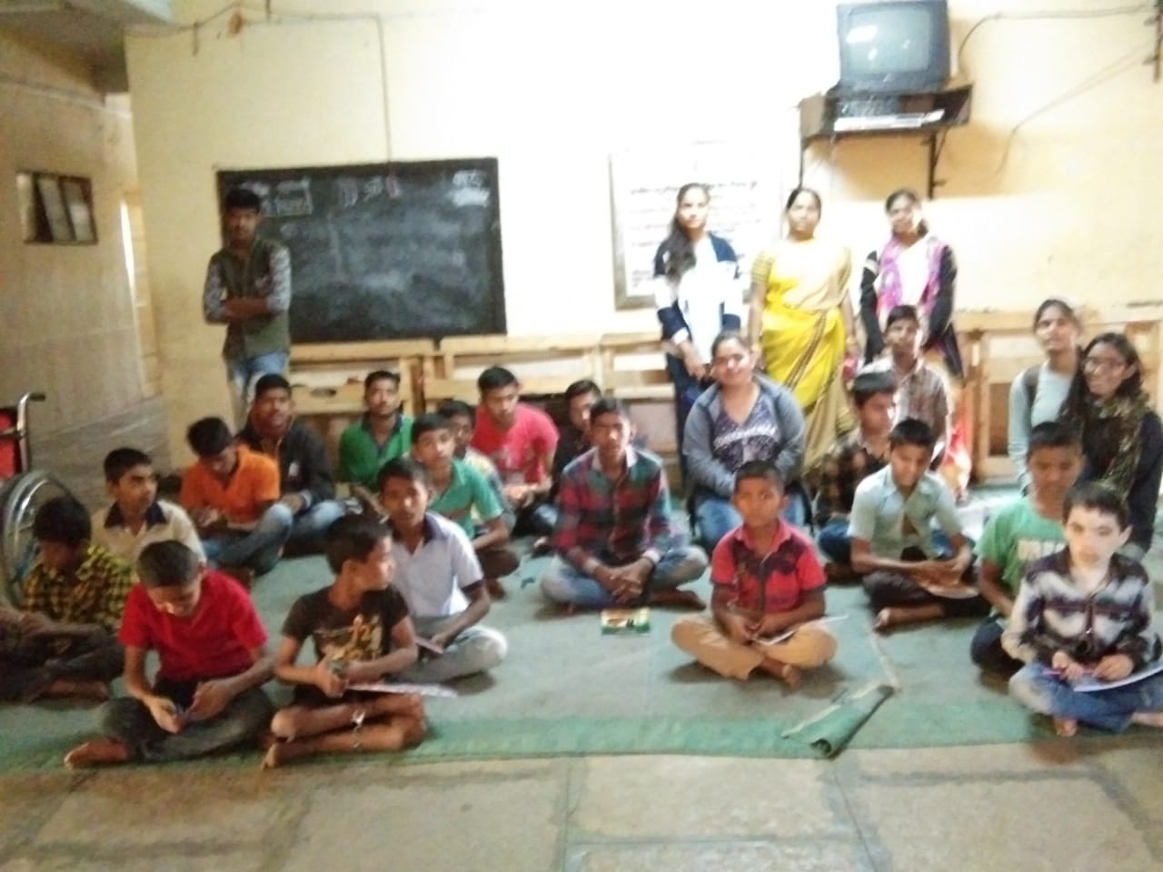 Girls interacting with the students