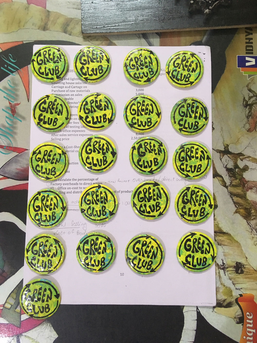 Hand-painted Green Badges!