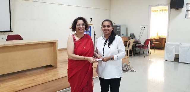 Kshitija Gaikwad wins the Runner - up (Against) Prize