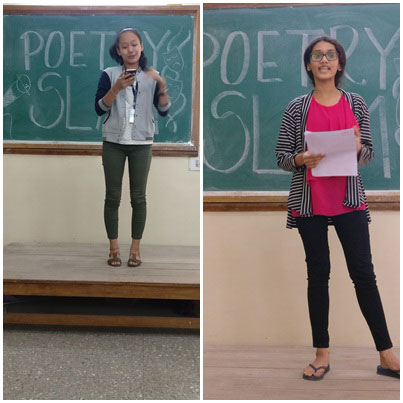 Participants performing at the Poetry Slam